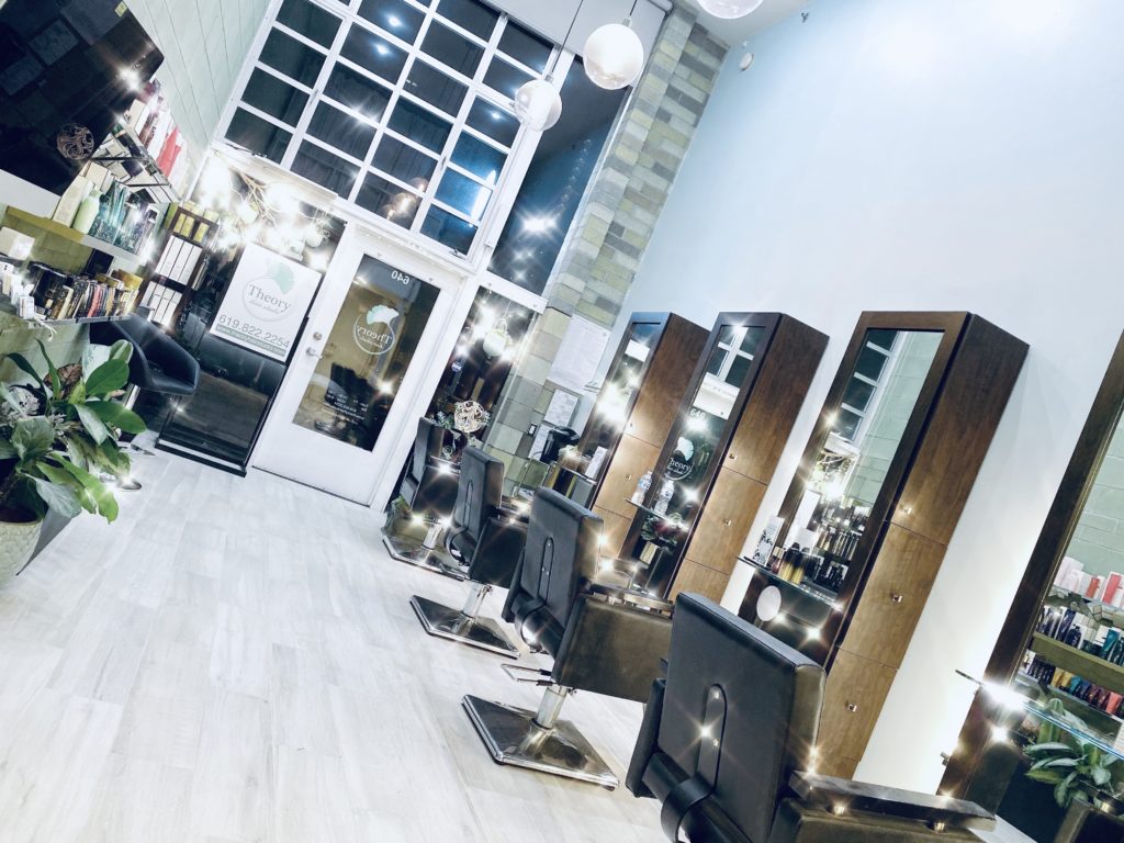 Interior of top-rated hair salon in San Diego, Theory Hair Studio